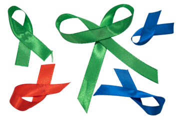 Support Social Causes: Colorful Awareness Ribbons on Transparent Background for Community Awareness Initiatives with Fabric Ribbons.