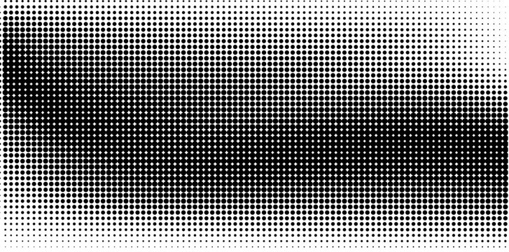 Set of halftone dots gradient pattern texture isolated on white background. Straight dotted spots using halftone circle dot raster texture. Vector blot half tone collection.