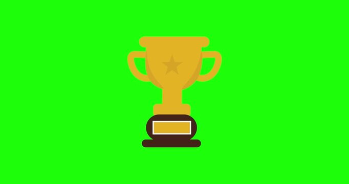 Green Screen Animated Gold Trophy Cup, Winner and Champion Award Icon, Success and Victory Motion Graphics for Video Editing