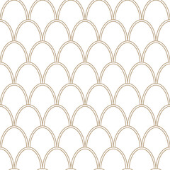 Fish mermaid decorative scale seamless pattern. Gold white simple theme seamless pattern. Abstract Japanese geometric line water wave and background.