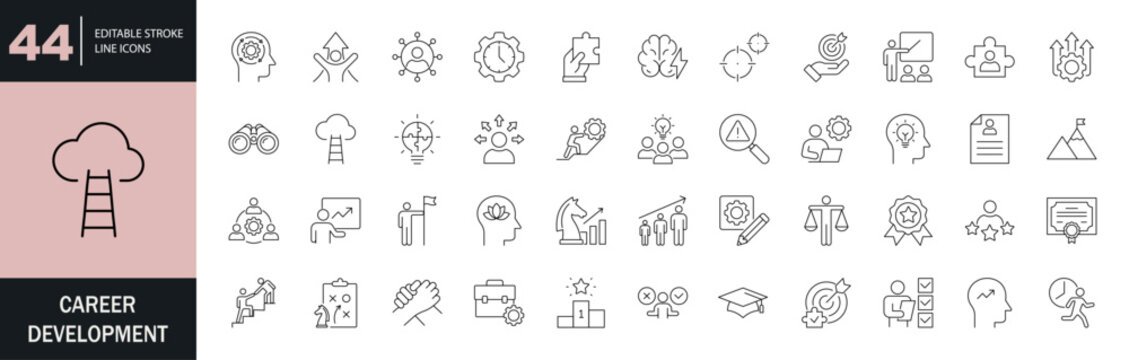 Career Development icon set. Editable line icons. Vector illustration.
