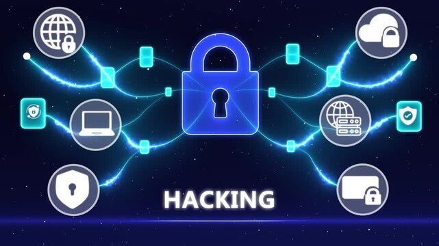 Hacking and Cyber Attack Concept with Digital Security, Network Breach and Data Protection Technology