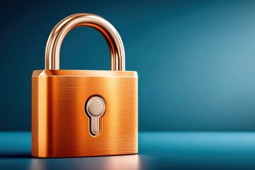 Naklejka premium Secure Copper Padlock: A Symbol of Cybersecurity and Data Protection in a Digital World