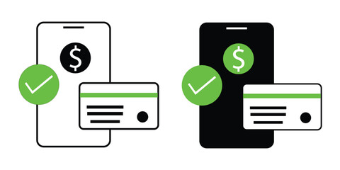 Secure Mobile Payment Icon with Smartphone and Credit Card Verification