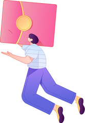 Vector flat gradient illustration of a character holding a red envelope and celebrating Chinese New Year.
