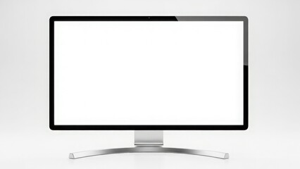 A sleek 3d illustration of a blank black lcd tv monitor and flat led computer screen display isolated on white for modern digital desktop technology and wide video electronics equipment
