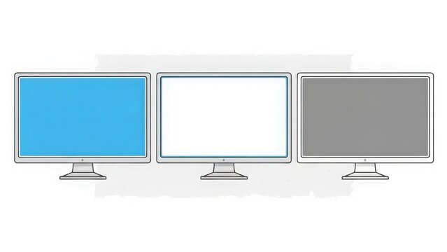 A blank black LCD TV monitor sits on a modern office desktop as a flat digital display illustration of electronic technology for business and internet equipment - Powered by Adobe