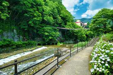 栃木県日光市　川治温泉と男鹿川