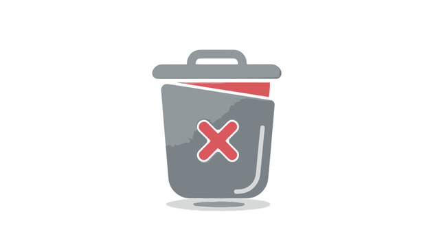 Trash can with red cross symbol indicating deletion or removal.