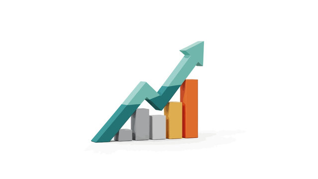 Vibrant Bar Chart with Upward Trending Arrow Illustrating Business Growth and Financial Success.