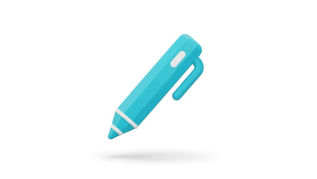 Vibrant Blue Pen Floating in Air with Subtle Shadow.