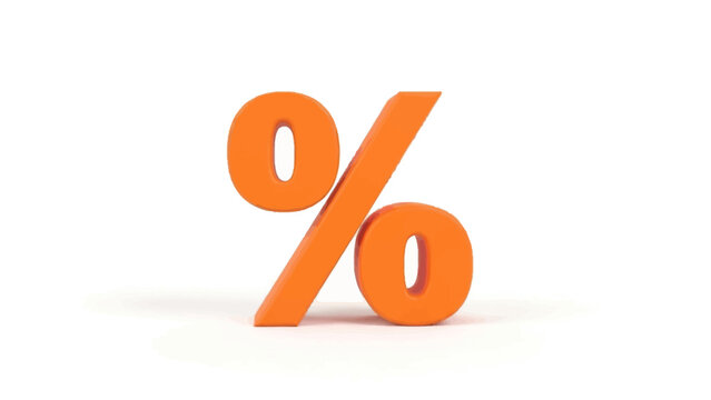 Vibrant Orange Percentage Symbol Standing Boldly on a White Background.