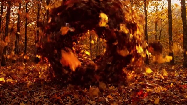 Nature's Circular Motion A high-angle or drone-like view capturing the circular, natural patterns of swirling leaves across a landscape.