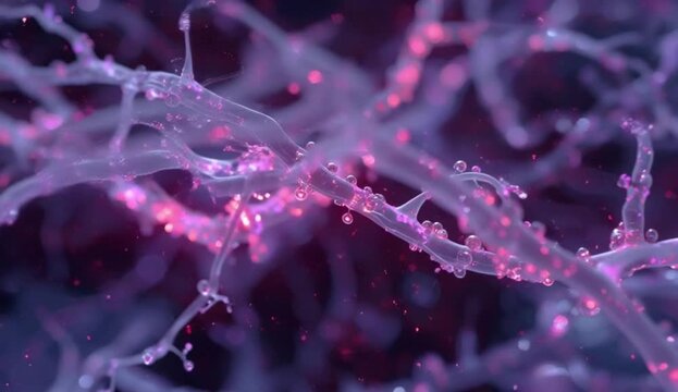a microscopic biological structure, resembling a nerve fiber or muscle fiber, a fantasy or science fiction concept of a biological structure resembling DNA or a nerve fiber, created with generative ai