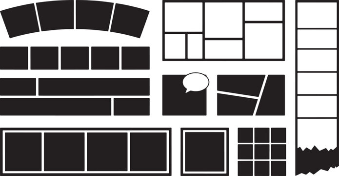 Manga panels vector comic layout template with blank black frames, panel, layout, frame, frames
- Powered by Adobe