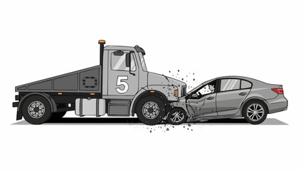 Tow truck and car involved in a collision illustration.