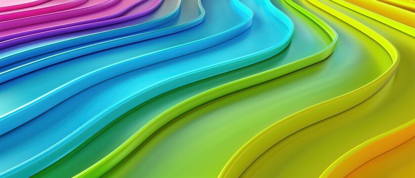 Multicolored 3D stripes row line minimal and modern, elegant abstract wavy plastic striped.