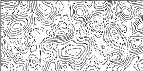 Black and white abstract topographic map pattern with bold contour lines creating a dense, irregular, and organic texture on a clean white background, suitable for graphic design and conceptual art
