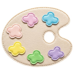 Fototapeta premium Artist felt palette with colorful paint swatches on transparent background