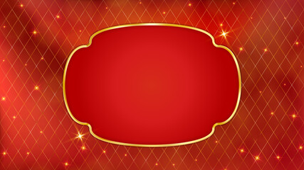 Red Gold Christmas card bg. Vintage luxury frame with border.