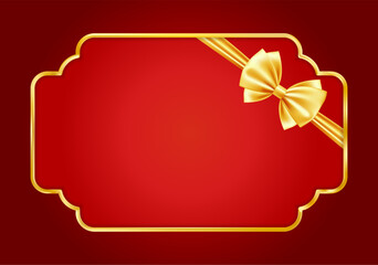 Red Gold Christmas card bg. Vintage luxury frame with border.