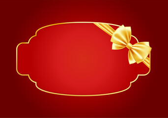 Red Gold Christmas card bg. Vintage luxury frame with border.