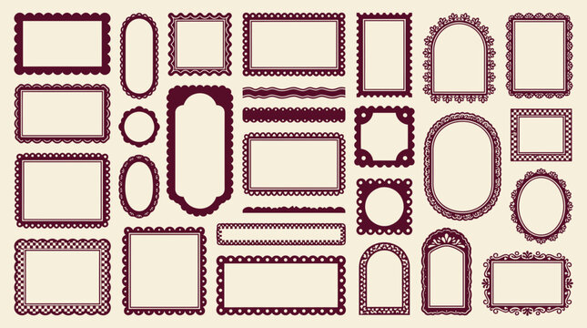 A large vintage collection of decorative frames, elegant labels and ornate borders in various shapes and sizes, concept for wedding invitations, scrapbooking design and certificate templates
