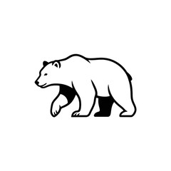Obraz premium Polar Bear Walking Outline Illustration - Minimalist Wild Animal Vector Line Art - Simple Arctic Bear Silhouette Icon for Nature and Wildlife Design Isolated on White Background