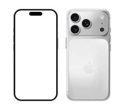Apple iPhone 17 Pro in silver color with transparent screen, isolated on transparent background, high resolution. The iPhone 17 Pro and iPhone 17 Pro Max are smartphones developed by Apple Inc.