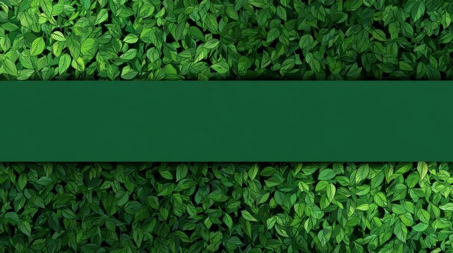 A lush green banner texture element of dense foliage and leaves outdoors, providing a natural organic background with ample copy space for text and design projects - Powered by Adobe