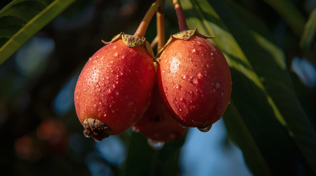 Close-Up of Rose Apple Fruit on Tropical Tree
