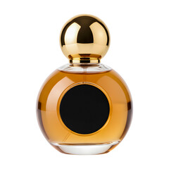 Elegant Gold-Capped Perfume Bottle with Amber Liquid