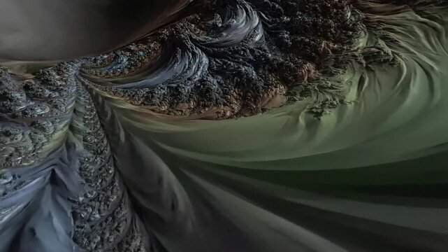 Abstract Glacial Dynamics Focus on the slow, powerful, and intricate movement of an abstract glacial flow, rendered with fractal complexity.
