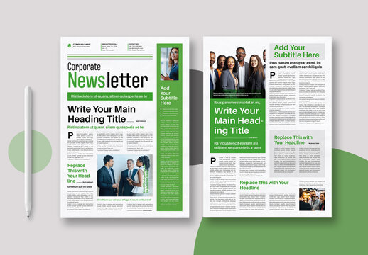 Newsletter Layout With Green Accents