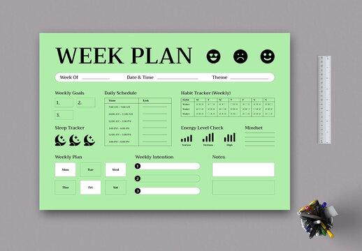 Professional Weekly Landscape Planner Layout