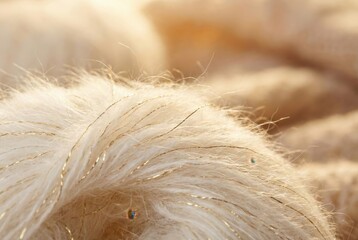 Fluffy soft luxurious yarn knitwear with gold thread and bead