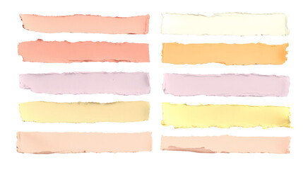 Fototapeta premium Torn pastel paper strips collection for design