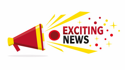 Vibrant megaphone announcing exciting news in bold red and yellow