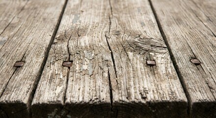 Weathered Wooden Planks with Peeling Paint and Cracks