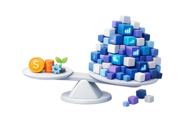 Balance Scale Weighing Cubes.