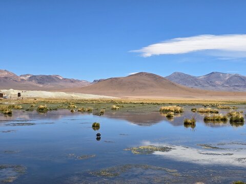 Desert Salt Lake with Mountains Behind