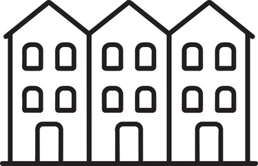 Row of townhouse apartments icon