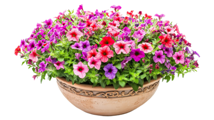 Colorful Mixed Flowering Trailing Vines with Petunia and Fuchsia on transparent background