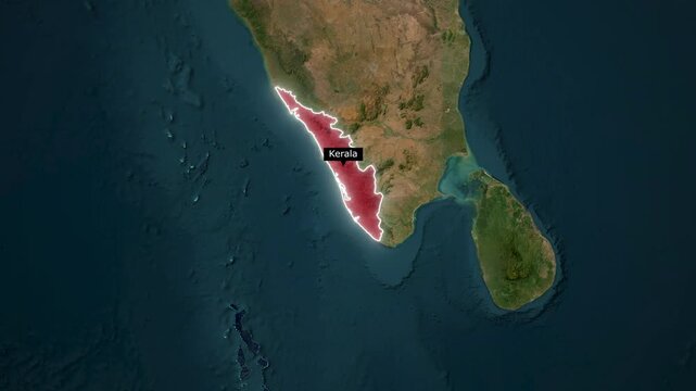 Kerala India Map Animation Highlighting Strategic Vizhinjam Port and Arabian Sea Maritime Trade Routes for Global Supply Chain Analysis