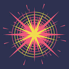 Fototapeta premium abstract starburst explosion graphic design with dynamic pink and yellow radial lines creating a vibrant visual for modern marketing and web use