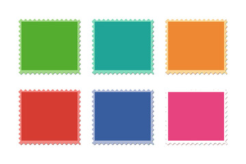 Six Colored Stamps with Perforated Edges green stamp
