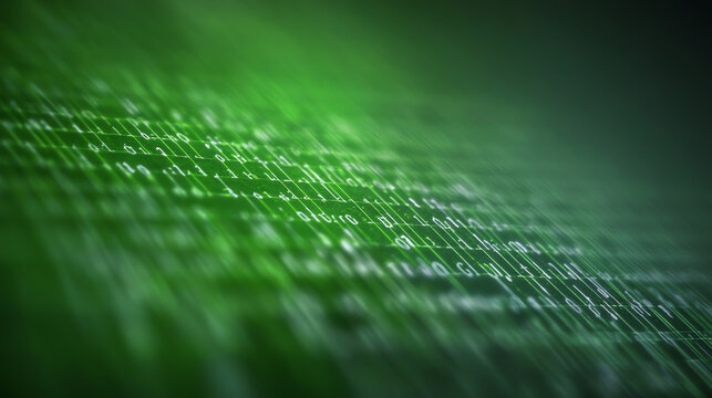 Abstract digital background featuring green data streams, representing technology and innovation in the digital era. - Powered by Adobe