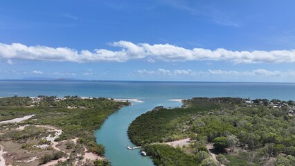 Aerial footage of Saunders Beach Townsville Queensland