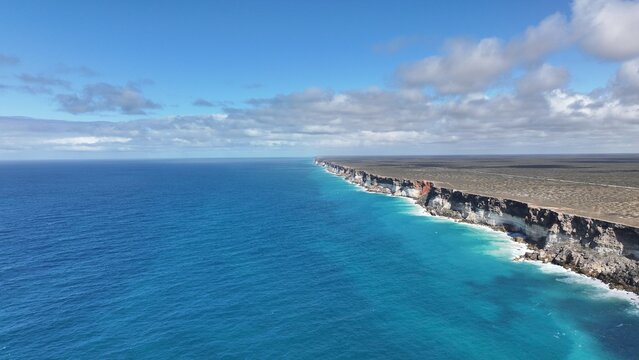 Aerial footage of Bunda Cliffs Nullabor South Australia