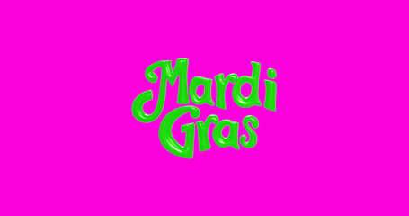 Obraz premium Mardi Gras text on pink monochrome background. 3d render illustration.
